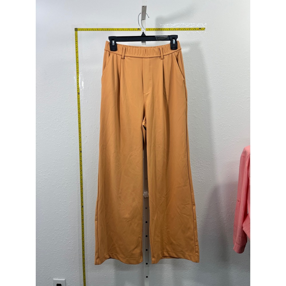 Halara Wide Leg Pleated Trousers Orange High Rise Elastic Waist Pants